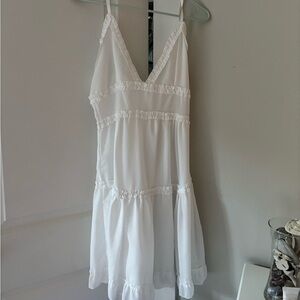 White Ruffled Sleeveless Dress
